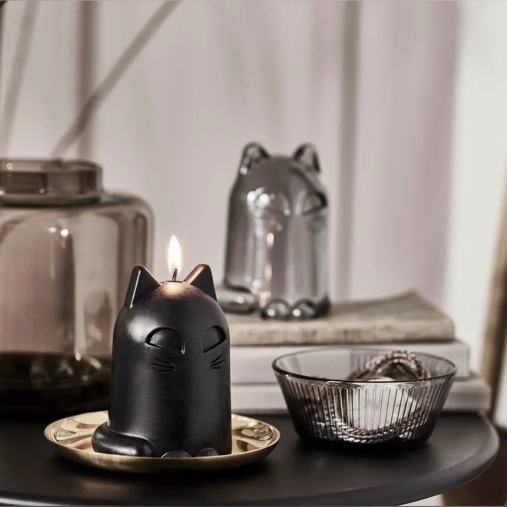IKEA KUSTFYR Halloween Unscented candle, Cat Black, 12 cm, 4 2/3